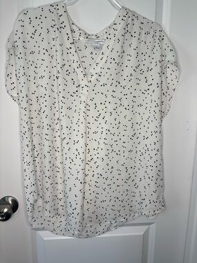 Carolina Belle Cream Blouse with Black Dot Print